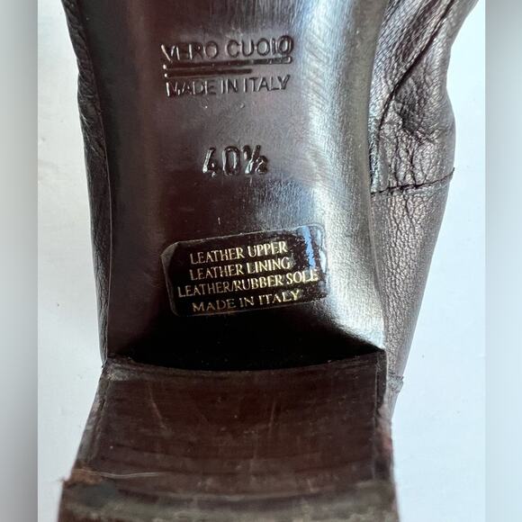 AGL Attilio Giusti Leombruni Brown/Black Slip On Cap Toe Leather Pump Shoes 10.5 - Picture 8 of 9